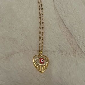 Gold Evil Eye Necklace (14”+2”)